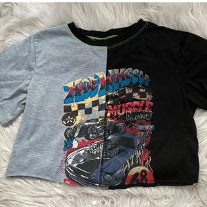 Cropped hot wheels tshirt